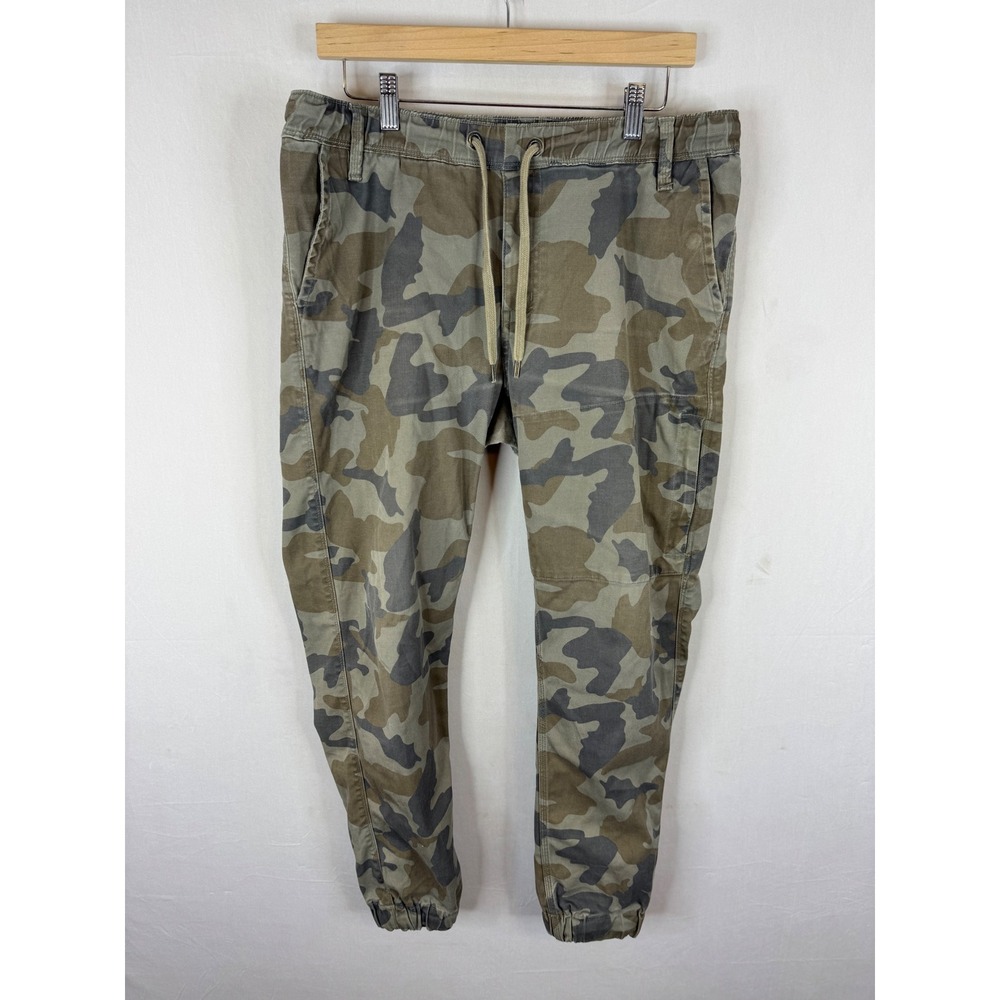 DU/ER L2X Slim Fit Camo Joggers Mens 34x29 Green Brown Camouflage Pants